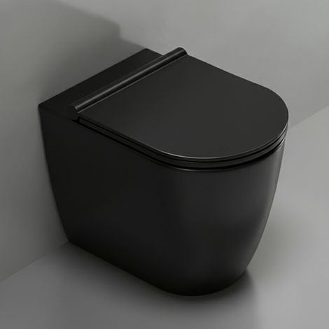 Vaso filomuro traslato nero opaco con sedile soft close di Ceramica Dolomite Mayka (1/5)