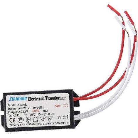 Transformateur électronique pour lampe halogène 200-250 V vers 12 V - 50 W (1/4)