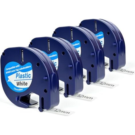Irovami Recharges étiqueteuse 12mm lot 4 – Dymo LetraTag, blanc – Idéal pour maison, bureau, organisation (1/5)