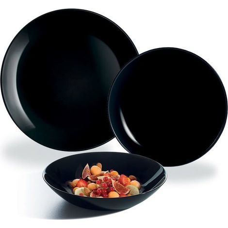 18 pièces Service de table Diwali, opale trempée résistante, effet marbre, assiettes plates 25 cm, creuses 20 cm, à dessert 19 cm, usage quotidien