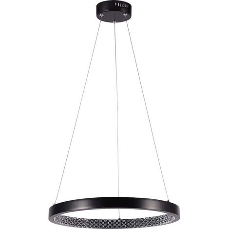 Lámpara colgante LED circular V-TAC de 19 W en metal negro, diámetro: 40 cm, altura: 108 cm, blanco natural