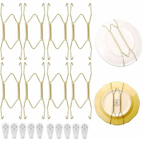 JKWG 8 Pièces Cintres de Plaque, Cintres de Plaque de Invisibles, 8 Pouces de Type Golden W Cintres de Plaque avec 10 Crochets Muraux pour La Décoration de La Cuisine à Domicile, Décoration Murale (1/5)