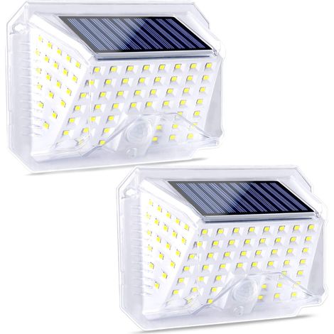 2er-Pack Solar-Außenleuchten mit Bewegungsmelder, 90 LEDs, 120° Abstrahlwinkel, 3 Modi, Schutzart IP65 (1/5)