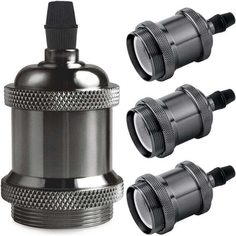 Douille E27 - Suspension rétro Edison, adaptateur en céramique solide, 4 douilles noir nacré (1/4)