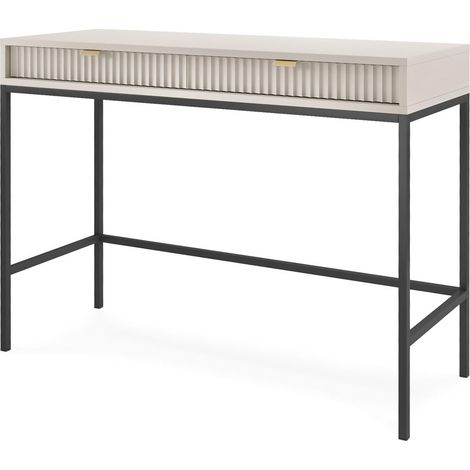 Toeletta: 2 cassetti, Cashmere, Nero, 104 x 78 x 50 cm, maniglie dorate (1/5)