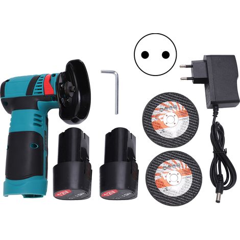Meuleuse sans fil brushless 19500 tr/min multifonction électrique portative, 2 batteries, 100-240V AC prise UE (1/5)