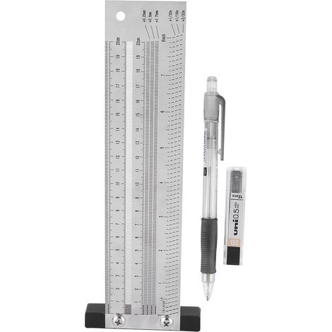 Regla de marcado de acero inoxidable de 8 pulgadas de ultra precisión con lápiz mecánico. (1/5)