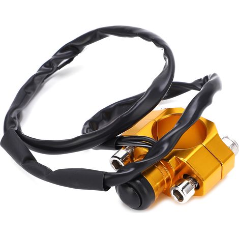 Interrupteur d'arrêt/démarrage universel pour moteur avec plaque de montage pour guidon de moto/quad 7/8 po, couleur or (1/5)