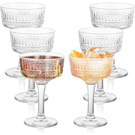 Champagne Glasses Vintage 260ml Champagne Glasses Clear Champagne Glasses Martini Espresso Glasses Cocktail Glasses for Party Occasions and Evening Parties (1/4)