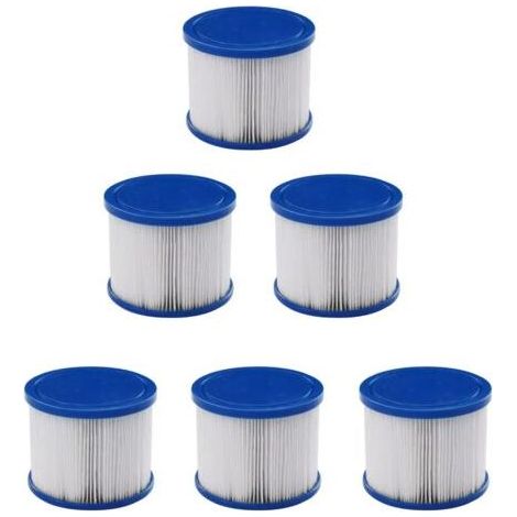 Lot de 6 cartouches filtrantes pour spa gonflable Filtration en papier non tissé Dimensions 77 x 100 mm Compatible spas AREBOS (1/4)