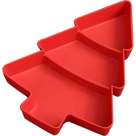 Plate À Snacks - Forme D'Arbre De Noël - 3 Compartiments - Pour Fruits Et En-Cas - Usage Cuisine Et Organisation Pantry - 1 Pièce (1/5)