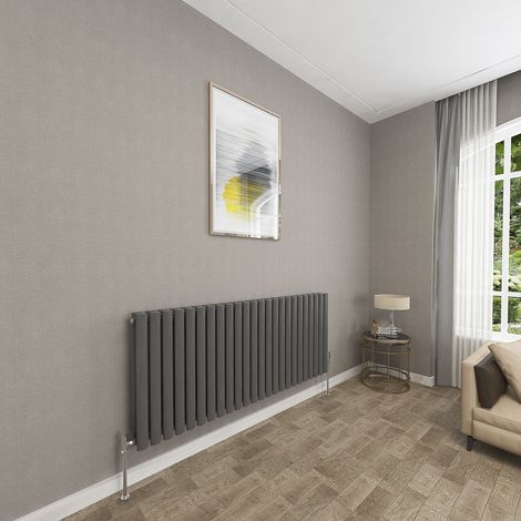 SKY Bathroom 600x1416mm Anthracite Double Oval Column Radiator Horizontal Central Heating Rad