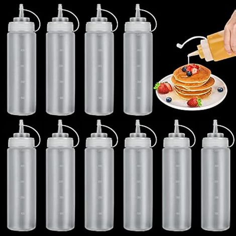 Lot de 10 bouteilles à sauce en plastique avec buse pour ketchup, salade, sauce barbecue, artisanat, sans BPA, 500 ml (1/5)