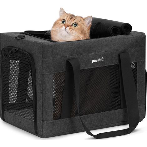 Sac de Transport pour Chat L Cadre Ultra Stable, Pliable, Gris Foncé (1/5)