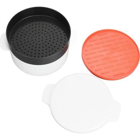 Boîte repas ronde micro-ondes, cuiseur à riz, œufs et légumes, cuisson superposée 4 niveaux. (1/5)