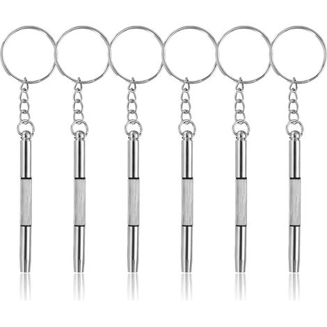 6 Pièces Mini tournevis pour lunettes, ensemble tournevis acier inoxydable, kit d'outils de bijoux, portable avec porte-clés (1/5)