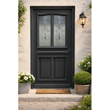 Porte d'entree Bois vitree, Mathilde RAL 7016, H,215xl,90 p,gauche Cotes Tableau