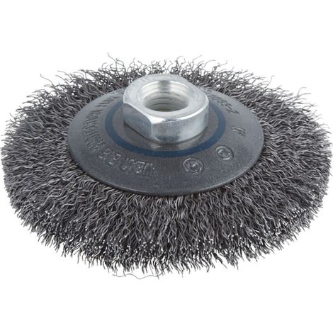 Spazzola conica in filo d'acciaio, filettatura M14, ø100 x 15 mm (1/4)