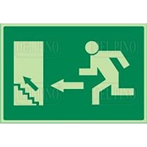 señal 966 plast.297x210''s.emerg.izd''lum. (pictograma)salida izda.escalera arriba