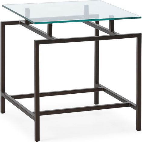Mesa Auxiliar 55X55X59 Cristal/Metal Bronce Oscuro (1/3)