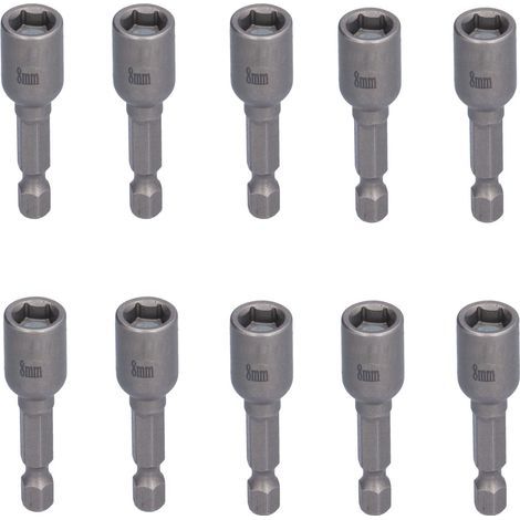 10 Stück magnetische Steckschlüssel, Sechskant-Adapter aus Aluminiumlegierung, 8 mm, Bohr- und Schraubwerkzeuge (1/5)