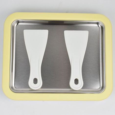 Machine Crème Glacée avec 2 Spatules, Plaque Glace Roulée Instantanée, Maker Ice Cream pour DIY Famille, Plateau Roll Gelato pour Fabrication Glaces, Yaourt, Smoothie Fruits, Milkshake, Sorbet (1/5)