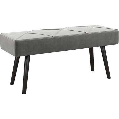Banquette d'Entrée en Velours avec Assise Rembourrée - Banc de Lit et Bout de Canapé Confortable 100x36x45 cm Gris
