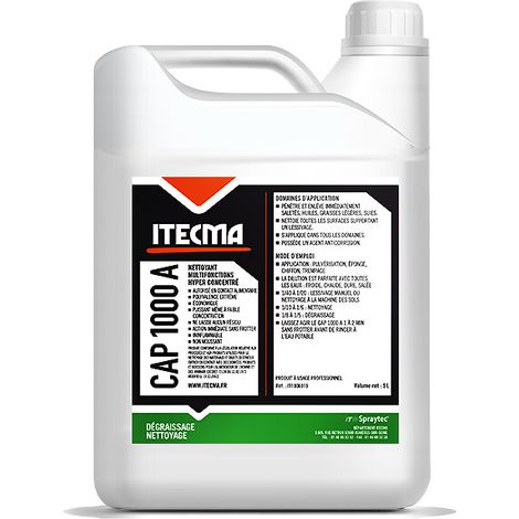 Nettoyant dégraissant industriel alimentaire CAP 1000 A. bidon de 5 litres - ITW SPRAYTEC ITECMA