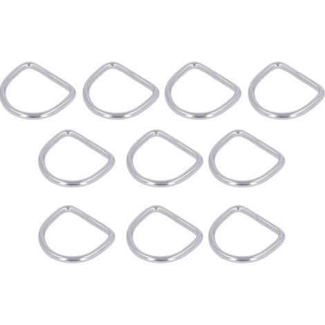 Lot de 10 anneaux demi-ronds en acier inoxydable avec boucle en D, sans soudure, pour bateau, 25 x 22 x 5 mm / 1 x 0,9 x 0,2 po (1/5)