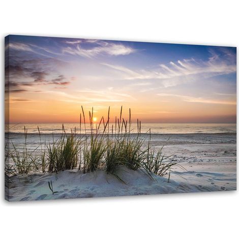Quadro su tela, Spiaggia erba di mare tramonto - 100x70 (1/5)