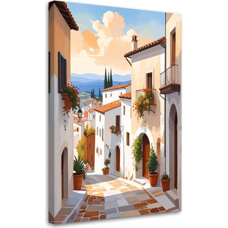 Tableau Moderne, Paysage de rues colorées en Toscane,20x30 (1/4)