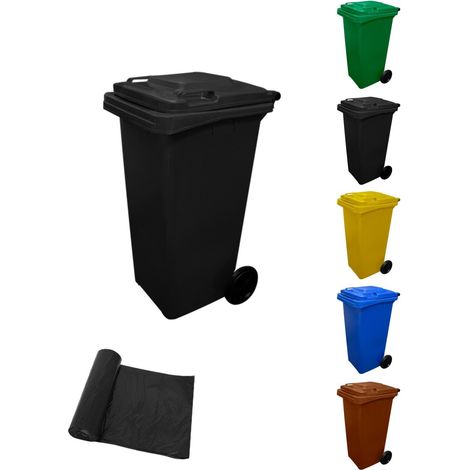 Contenedor de Basura Reciclables de Colores con Ruedas y Mango Antideslizantes 120L, 240L, 360L, 800L y 1100L