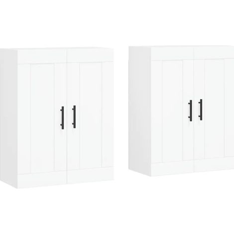 Set di 2 armadietti da parete pratici portaoggetti versatile 69,5 x 34 x 90 cm in legno multistrato bianco 020055491