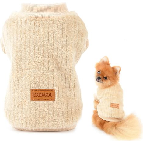 Maglione in pile a coste per animali domestici - Maglione in pile per cani di piccola taglia, gatti, cuccioli, Yorkie, Chihuahua - Vestiti invernali caldi (1/5)