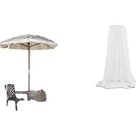 Filet anti-moustiques pour parasol, entrée zippée, ancre inférieure, Blanc (1/2)