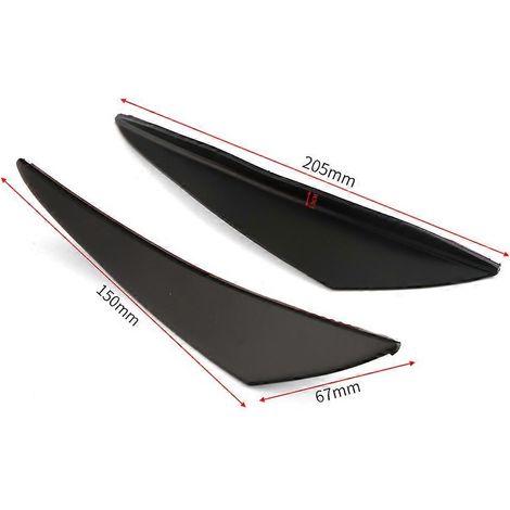 Lot de 6 ailerons de pare-chocs avant universels en PP avec séparateur, aileron d'angle et pelle (noir)