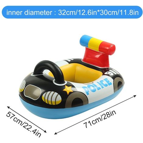 piece inflatable buoy, pool seat, inflatable boat buoy in the shape of a police car with handle, ideal for summer, beach and pool. (1/5)