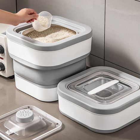 Nouveau produit : Seau à riz hermétique étanche aux insectes et à l’humidité, boîte de rangement ménager, récipient à riz épais, bocal de conservation de farine, bac de rangement pour aliments pour an (1/4)