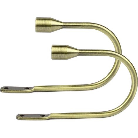 Attache-rideau en métal forme U, crochet mural, lot de 2 embouts décoratifs bronze pour fixation voilage, patère rideau robuste (1/5)