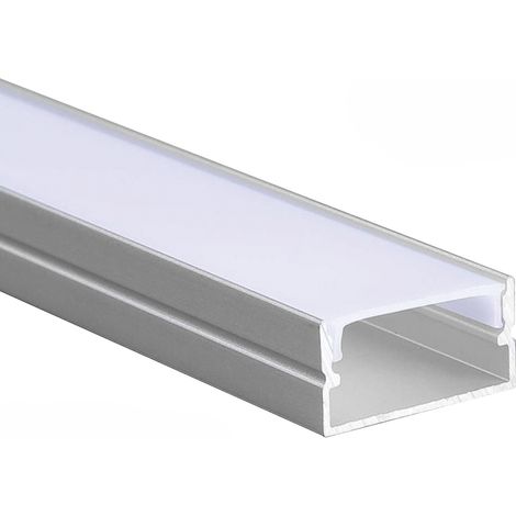 Kit Profilo Alluminio lineare per striscia LED 220V con copertura opaca- 2m, 4 tappi e 4 supporti (1/2)