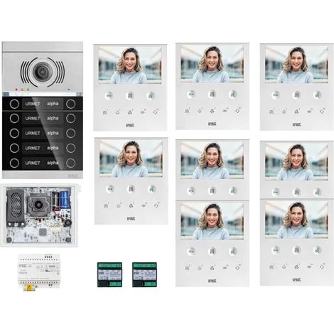 KIT VIDEOCITOFONO URMET VOG5 8 FAMIGLIE ALPHA INCASSO 1760/6