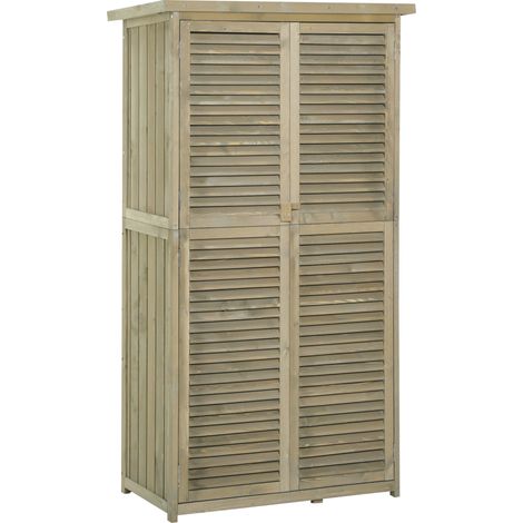 Abri de jardin en bois massif avec toit en asphalte et portes à lamelles, 87 x 46,5 x 160 cm, gris (1/5)