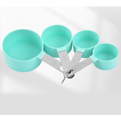 Tasses et cuillères à mesurer vertes en acier inoxydable PP 403 avec trou de suspension, double graduation, nettoyage facile, cuillère à soupe doseuse (1/5)