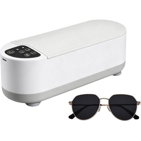 Nettoyeur à ultrasons - Bijoux et lunettes - Nettoyage en profondeur - Utilisation simplifiée - 21 x 8 x 7 cm - Blanc (1/5)