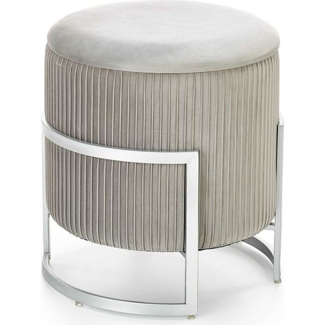Reposapiés Houston 1256, Gris claro, 46x0x0cm, Diámetro: 40, Tapiz, Patas: Metal, 0, Caja de almacenamiento