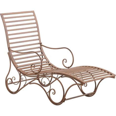 CLP – Transat jardin Amiens en fer forgé – Surface de couchage 190 x 58 cm – Hauteur 101 cm – Capacité 150 kg – Élégant et confortable (1/6)