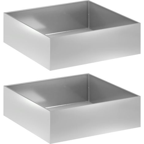 Garden Planter 2 pcs Silver 80 x 80 x 30 cm Galvanised Steel vidaXL