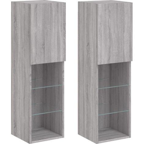 Mobile TV multimediale scaffale TV credenza TV sala da pranzo soggiorno camera da letto con luci LED 2 pezzi sonoma 305 x 30 x 102 cm grigio 020028881