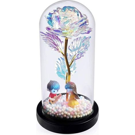Beauty and the Beast Rose, Enchanted Rose with LED Lights in Glass Dome Gift for Mother's Day Thanksgiving Mother's Day Birthday Valentine's Day (1/5)