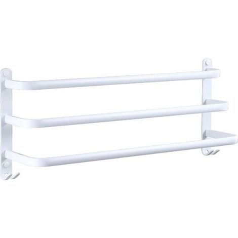 Portasciugamani da parete per bagno con ganci (bianco, 50 cm) (1/4)